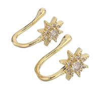 TOVINANNA 2 Pezzi Faux Nose Cuff U-shaped Star Studs Jewelry Non-piercing Rhinestone Accents Comfortable Fit For Women Festival And Daily Wear