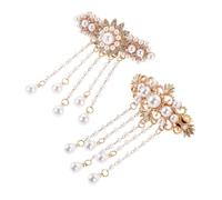 TOVINANNA 2 Pezzi Fermagli Capelli con Nappa Vintage Stile Cinese Piccoli Clip con Frangia e Fiore Strass Accessori Per Capelli con Perle per Festa e Uso Quotidiano