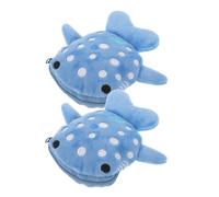 TOVINANNA 2 Pezzi portamonete in peluche Tannone di soldi per gli squali custodia con cerniera borsa di squalo signora portafoglio porta carte cambia Borsa Sky-blue