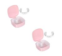 TOVINANNA 2 Pezzi scatola per la conservazione della protesi portatile Immergiti impostore dente soltanto custodia per la pulizia del fermo casi di fermo custodia dei plastica rosa