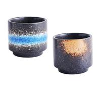 TOVINANNA 2 Pezzi Tazze da Tè in Ceramica Stile Giapponese Retrò, Bicchieri per Bere Acqua senza Manico, Design Creativo per Uso Domestico, Ristorante e Bar, Superficie Colore Casuale