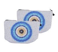 TOVINANNA 2 Pz Borsa Per Gli Occhi Del Diavolo Portamonete Borsa Per Il Trucco Borse Organizer Per Il Viaggio Borse Per Il Trucco All'aperto Porta Pennelli Trucco Perline Mini Poliestere
