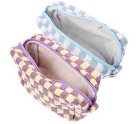 TOVINANNA 2pezzi Borse Cosmetiche Zip Stile Checkered Organizer Per Trucco Portatile Per Donne Borse Per Spazzole Da Viaggio Design Chic e Resistente