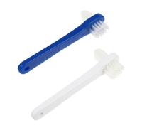 TOVINANNA 2pezzi Spazzolino Per Dentiere Forma Di t Spazzolino Doppia Testa Per Pulizia Delle Protesi Dentali Setole in Nylon Manico Lungo Antiscivolo Adatto Per Rimozione Di Residui Di Cibo