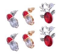 TOVINANNA 3 Paia di Orecchini Natalizi a Forma di Cappello e Renna Gioielli per le Orecchie in Lega Cristalli Accessori Leggeri e Compatti per Donna Regalo per Feste e Occasioni Speciali