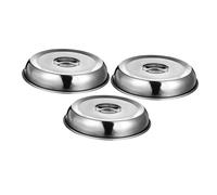 TOVINANNA 3 Pezzi Copri Cibo in Acciaio Inossidabile Campana per Bistecca e Grill Coperchio Rotondo per Tenere Caldi e Sciogliere Formaggio Copertura Cucina Resistente e Anti-deformazione