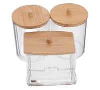 TOVINANNA 3 pezzi Organizer Trasparente per Cotton Fioc con Antipolvere per e Accesso e Organizzazione Rotondo U Shaped Quadrato