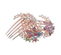 TOVINANNA 3 Pezzi Pettine per Capelli da Sposa con Cristalli Colorati Pettini Laterali in Stile Cinese Accessori Vintage per Damigelle e Feste Design Floreale Brillante Comodi e Resistenti