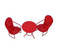 TOVINANNA 3 Pezzi Set di Mobili Miniatura in Ferro Rosso Leggero e Realistico Tavolo e Sedie per Decorazioni da Giardino Incantato o Vetrine
