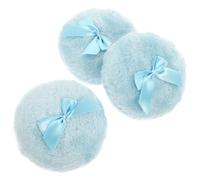 TOVINANNA 3 Pz Soffio di polvere per powder puff design con nodo ad arco puff riutilizzabile Puff resistente parà imbuto piumino da cipria con fiocco cipria compatta peluche Sky-blue