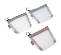 TOVINANNA 3pezzi Borsa Cosmetica Donna Rete Cerniera Mini Borsa Trucco Trasparente Portatrucchi da Viaggio Leggero per Articoli da Toeletta Essenziali