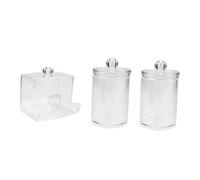 TOVINANNA 3pezzi Scatola Portaoggetti Per Dischetti Di Cotone Barattolo Trasparente Per Cotton Fioc Organizer Per Cotton Fioc Da Bagno Coperchio Ermetico Resistente e Compatto