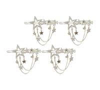 TOVINANNA 4 Fermagli per Chioma a Stella con Nappe Pendenti e Strass, Clip Laterali Dorate per Donna e Ragazza, Accessori Scintillanti per Acconciature da Sposa e Uso Quotidiano