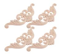 TOVINANNA 4 Pezzi Applique in Legno Intagliato Massello 22X8 CM Intarsi Decorativi per Mobili Porte e Armadi Applique Angolari Fai da Te per Arredamento Classico e Moderno
