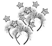 TOVINANNA 4 Pezzi Cerchietto con Stelle Glitter Argento per Chioma di Capodanno Dimensioni 24x18,5cm, Comodo e Adatto a Tutte le Età per Feste e Riunioni Familiari