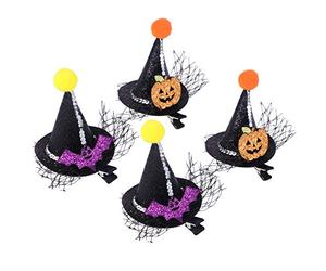 TOVINANNA 4 Pezzi Fermagli per Capelli Halloween Forma di Cappello Punteggiato Clip Piccole e Leggere per Ragazze e Donne Accessori Moda per Feste Cosplay