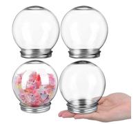 TOVINANNA 4 Pezzi Palla di Plastica Trasparente per Snow Globe Fai da Te, Leggera e Stabile in Pet Tappo a Vite, per Creazioni Artigianali Natalizie e Decorazioni Uniche