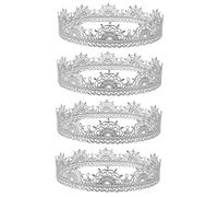 TOVINANNA 4 Pezzi tiara di compleanno fascia medievale corone Uomini antica del re per la festa vintage cosplay del re Cosplay Prop Metallo Argento