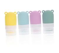 TOVINANNA 4pezzi Bottiglie Da Viaggio Silicone Contenitori Squeeze Per Liquidi Per Shampoo e Lozione Colori Vivaci Matcha Cherry Fresh Lemon