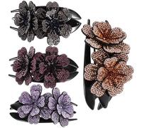 TOVINANNA 4pezzi Clip per Chioma in Plastico Strass, Fermagli Multifunzionali Antiscivolo Stile Francese, Eleganti e Comodi per Chioma Spessi