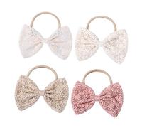 TOVINANNA 4pezzi Fasce Per Decorative Con Fiocco Da Elastici Per Ragazze Accessori Chic Per Compleanni e Feste Non Scivolano e Non Lasciano Segni Sulla