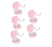 TOVINANNA 5 Pezzi Scatola Per La Conservazione Della Protesi Sottile Per i Denti Piccolo Immergiti Impostore Bocca Adulti Custode Durante La Notte Soltanto Portatile Astuccio Rosa Plastica
