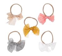 TOVINANNA 5pezzi Fasce Per Bambina Con Fiocco Chiffon Elastico Morbido Marchi Accessori Colorati Per Ragazzo Ragazza