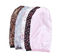 TOVINANNA 5pezzi Long Satin Sleep Hat Con Fascia Elastico Per Donne Cappello Protettivo Per Lunghi e Per Dreadlocks Dei Per