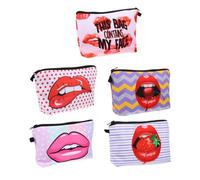 TOVINANNA 5pezzi Pochette Organizer Makeup Con Stampa Di Labbra Rosse Borse Da Viaggio Per Cosmetici Elegante Di Beauty Bag Per Donna