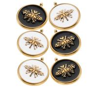 TOVINANNA 6 Pezzi Ciondoli a forma di in smalti bianco e nero Pendenti in Acciaio Inossidabile con Finitura Oro Charm simbolici per polsiere, collane e portachiavi artigianali