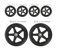 TOVINANNA 6 Pezzi Ruota di Ricambio per Deambulatore, Ruota Sostitutiva per Rollator e Walker, Abs e Pvc con Acciaio, Nera, con Cuscinetto e Viti Preinstallate, per Uso Interno e Superfici