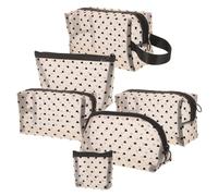 TOVINANNA 6pezzi Borse Da Makeup Rete Forma Di Cuore Borse Cosmetiche Con Cerniera Di Piccole Portatili Per Viaggi e Uso Quotidiano Design Trasparente e Leggero Per Donne e Ragazze