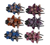 TOVINANNA 6pezzi Clip Duckbill Con Strass Tre Denti e Design Floreale Accessori Eleganti Per Donne Per Matrimoni e Occasioni Speciali