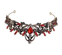 TOVINANNA Accessori per a a foglia di diamanti Diademi matrimonio per la sposa Nozze tiara copricapo da damigella d'onore per la sposa acrilico rosso