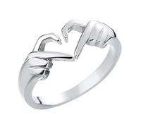 TOVINANNA Anello con Dito Scoperto, Anelli Cuore Abbraccio per Donne, Anelli Regolabili per Coppie, Gioielli Romantici per Matrimonio, Lega Argento, 0.78 x 0.78 x 0.39 Pollici