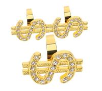 TOVINANNA Anello Tempestato Di Diamanti a Forma Di Marchio in Set Da 3 Pezzi, Accessorio D'oro Per Feste in Costume e Party Hip Hop Punk, Resistente e Brillante, Per Scene Di Film e Travestimenti