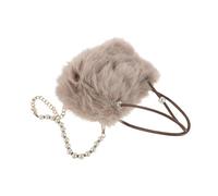 TOVINANNA Borsa a Tracolla Quadrata in Peluche Soffice Marrone con Catena Perle Artificiali, Pochette Pelosa Donna Morbida e Resistente, Borsa Invernale Versatile per Shopping e