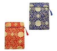 TOVINANNA Borsa per Libri in Broccato Ricami Buddisti, Doppio Strato 20X25 CM, 2 Pezzi, per Viaggi e Feste