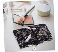 TOVINANNA Borsa Roll Portatrucchi Giapponese Scomparti Organizer per Pennelli Fondotinta e Custodia Arrotolabile Piccola e Portatile con Stampa Blu e Bianco
