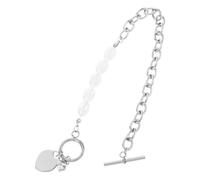 TOVINANNA Bracciale per Pearl Love gioielli catena da polso braccialetti del cuore bracciali a catena di perle catena del polso del cuore Braccialetti di fascino Acciaio inossidabile Argento