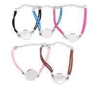 TOVINANNA Bracciali Rotondi Regolabili in Pelle Artificiale Base per Gemme | Cinque Pezzi, Vassoi Adesivi per Creazioni Fai da Te, Accessori Gioiello Neri, Facili da Indossare