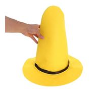 TOVINANNA Cappello da Strega in Feltro Giallo Set 2 Pezzi Cappello da Mago a Cono Larga Accessorio Cosplay per Feste di Halloween e Eventi Medievali Leggero e Pieghevole per Adulti e