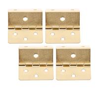 TOVINANNA Cerniere per Porte D'epoca in Metallo 4 Pezzi, Cerniera ad Angolo Retto a Tripla Piega per Mobili, Armadi e Scatole Portagioie, Finitura Vintage Gialla, Montaggio 6 Fori per Uso