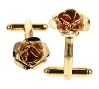 TOVINANNA Coppia di Cufflinks da Polso da Uomo a Forma di Rosa in Rame Oro, Accessori Eleganti per Camicie da Matrimonio e Cerimonia in Stile Francese Minimalista