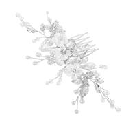 TOVINANNA copricapo da sposa in lega Accessori lato Essere pettine per con cristalli mer pettine per laterale da sposa clip a foglia Perle d'imitazione Silver
