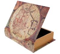 TOVINANNA Libro Finto Vintage, Scatola Libro Contenitore Portaoggetti, Map Style Fake Book Box for Decoration, Realistic Book Shaped Organizer, Medium Desktop Ornament