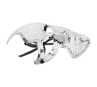 TOVINANNA Maschera Specchio da Carnevale Argento in Plastica per Viso Intero Effetto Luce Brillante e Design Disco per Feste di Capodanno e Spettacoli Teatrali