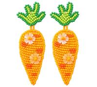 TOVINANNA Orecchini a Forma di Carota da Donna in Perline Arancioni, Stile Unico e Semplice, per Natale e Capodanno, Gioielli Festivi e Regalo Pasquale