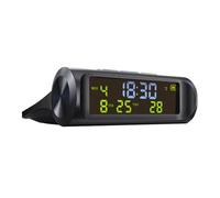 TOVINANNA Orologio Termometro Digitale per Auto Energia Solare, Display Data e Temperatura, Materiale Abs, Design Semplice e Funzionale per Cruscotto Auto Nero