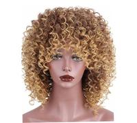 TOVINANNA Parrucca Riccia Donna Parrucca Sintetica Corta Mista Bionda Marrone Per Cosplay Giornaliera